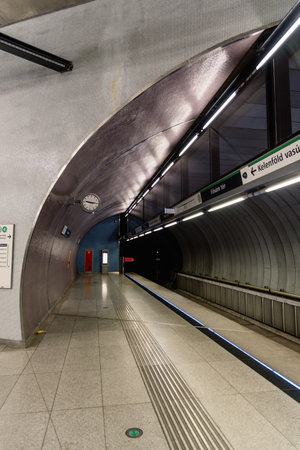 Interior view of Fovam ter, a Budapest Metro station in line 4のeditorial素材