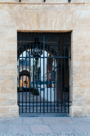 Entrance to old typical courtyard in the Jewish Quarter of Cordoのeditorial素材