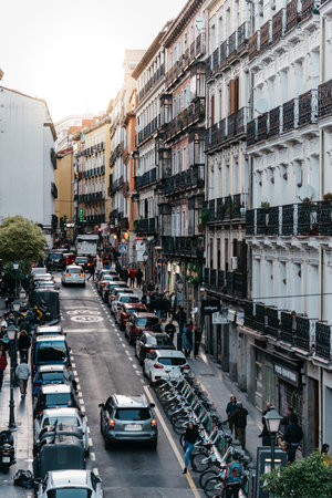 High angle view of buildings in Chueca district in Madridのeditorial素材