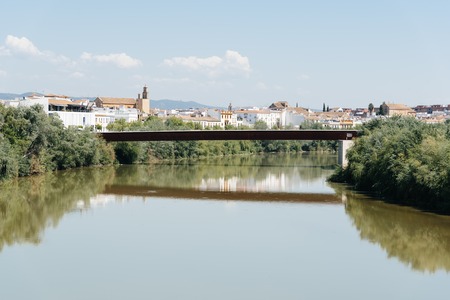 Bridge of Miraflores over Guadalquivir river in the city of Cordの写真素材