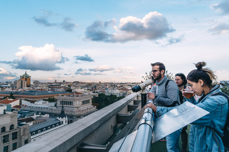 People enjoying at cafe on Circulo de Bellas Artes of Madrid roo