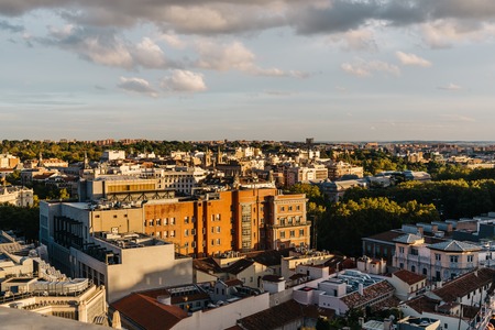 Skyline of Madrid from Circulo de Bellas Artes rooftopの写真素材