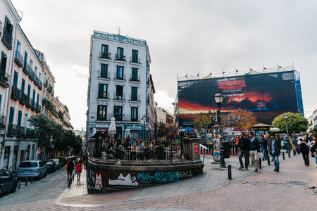Street scene in Malasana district in Madrid