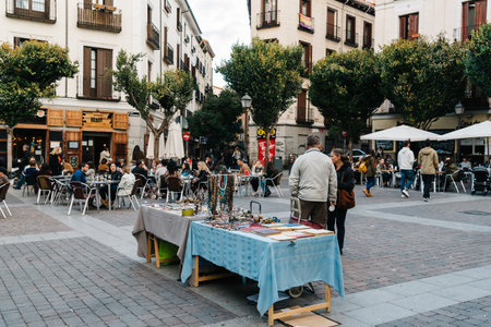 Flea market in MalasaÃ±a district in Madridのeditorial素材
