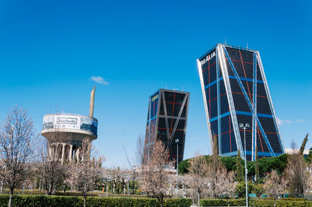 KIO Towers office buildings and Plaza of Castilla old water tankのeditorial素材