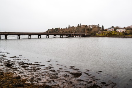 Scenic view of bridge over water in lowlands in the Wild Atlantiの写真素材
