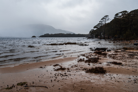 Scenic view of lake in Killarney a misty day