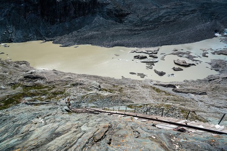 Scenic view of funicular to Grossglockner glacierの写真素材