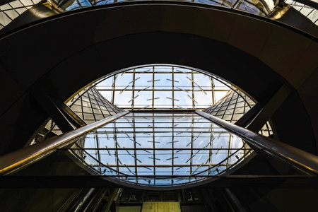 Low angle view of main hall of The Fulton Center in New York