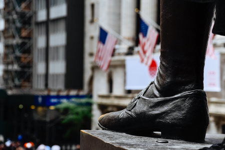 Close up of foot of George Washington statue in Federal Hall inのeditorial素材