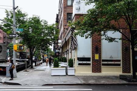 Hells Kitchen street scene in New York City