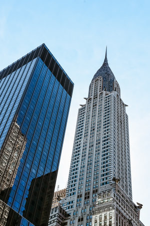 New York City, USA - June 21, 2018: Chrysler Building in Manhattan. Low angle view against skyのeditorial素材