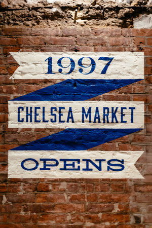 Chelsea Market sign on wall in New Yorkのeditorial素材