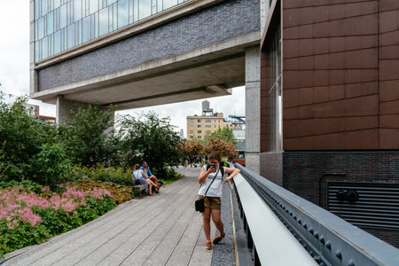 People enjoying on High Line in New York Cityのeditorial素材