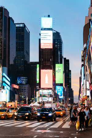 Scenic view of Times Square at night