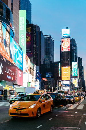 Scenic view of Times Square at night
