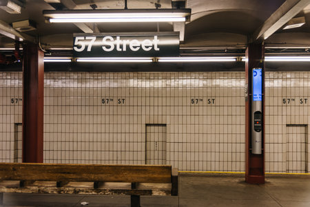Empty subway station in New York Cityのeditorial素材