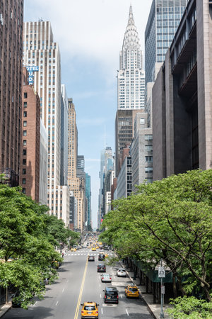 High angle view of 42nd Street in New York