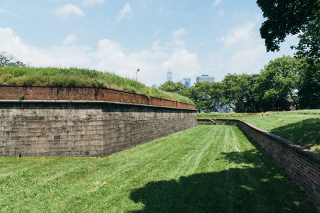 Fort Jay in Governors Island in New York Harborのeditorial素材