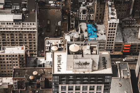 Aerial view of rooftops of Midwtown of Manhattan in New Yorkのeditorial素材