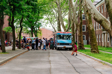 People at food truck on Governors Island