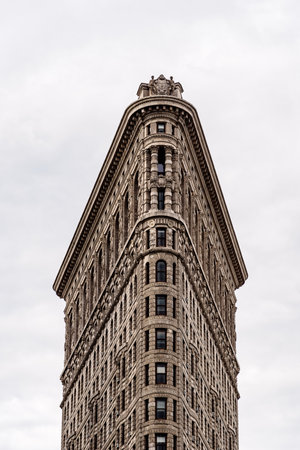 Flatiron Building in New York a cloudy dayのeditorial素材