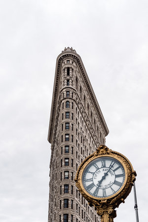 Flatiron Building in New York a cloudy dayのeditorial素材