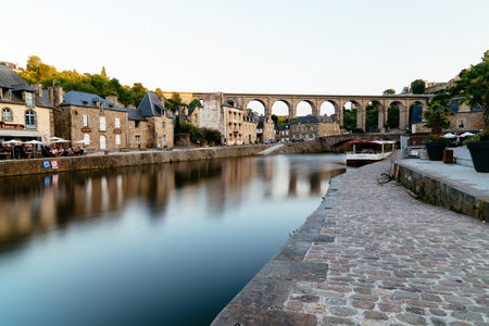 View of the habour of the city of Dinanのeditorial素材
