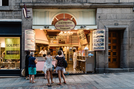 Waffle shop in the center of Saint Maloのeditorial素材