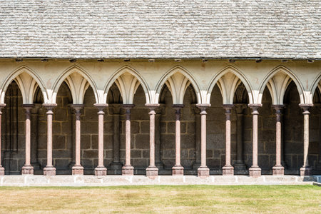 The cloister of the Abbey of Mont Saint-Michelのeditorial素材