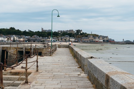 The harbour of Cancale at low tideの写真素材