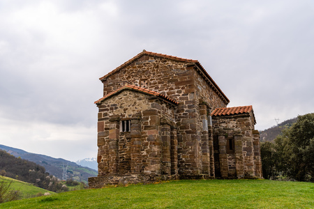 Exterior view of St Christine of Lena church at springの写真素材