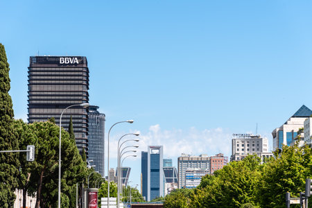 Modern skyscrapers in Financial District of Madridのeditorial素材
