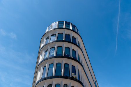 Low angle view of modern office building in  Lomndon against skyのeditorial素材