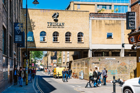 Street scene in Brick Lane  in London
