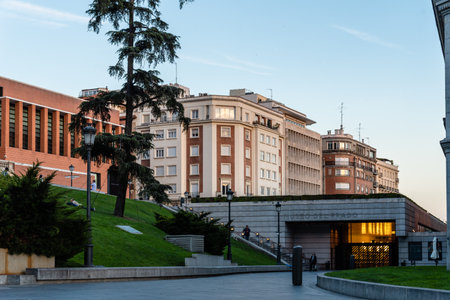 View of Prado Museum in Madrid at sunsetのeditorial素材