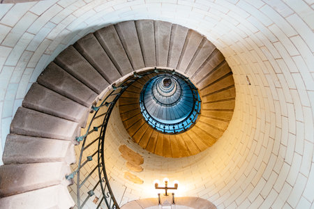 Spiral staircase in Eckmuhl Lighthouse in Brittany