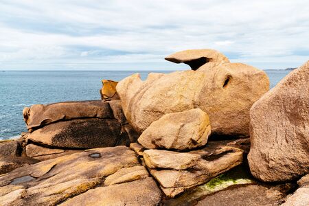 Rock formations in Pink Granite Coast, France