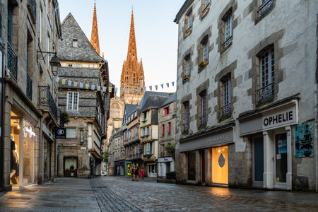 Cityscape of the town of Quimper in Brittanyのeditorial素材