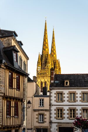 Cityscape of the old town of Quimper in Brittanyの写真素材