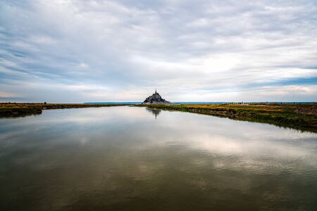 View of Mont Saint Michel against skyの写真素材