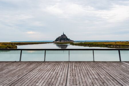 View of Mont Saint Michel against skyの写真素材