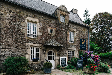 View of the picturesque village of Rochefort-en-Terre in Brittanyのeditorial素材