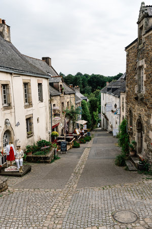 View of the picturesque village of Rochefort-en-Terre in Brittanyのeditorial素材