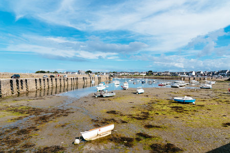 Stranded ships at low tide in the harbour of Roscoff