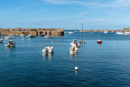 Boats in the harbour of Roscoff a sunny dayのeditorial素材