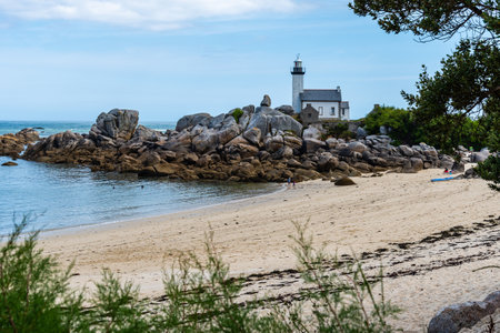 The lighthouse of Pontuvel Finistere in Brittanyのeditorial素材