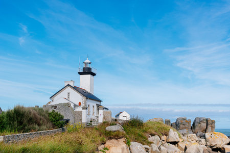 The lighthouse of Pontuvel Finistere in Brittanyのeditorial素材