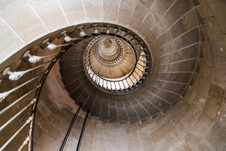 The staircase of rhe lighthouse of the whales in the Island of Reのeditorial素材
