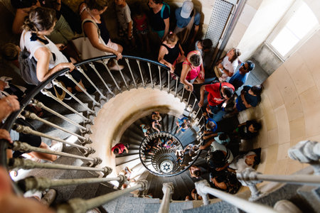 The staircase of rhe lighthouse of the whales in the Island of Reのeditorial素材